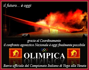 l'Olimpica barca ufficiale del Campionato Italiano di Voga alla Veneta